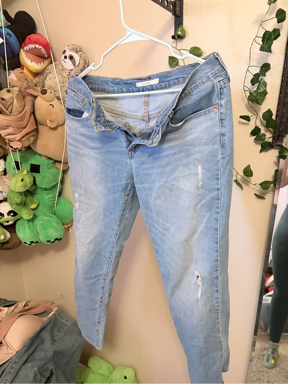 Levi's Light Blue Boyfriend Jeans with Subtle Distressing